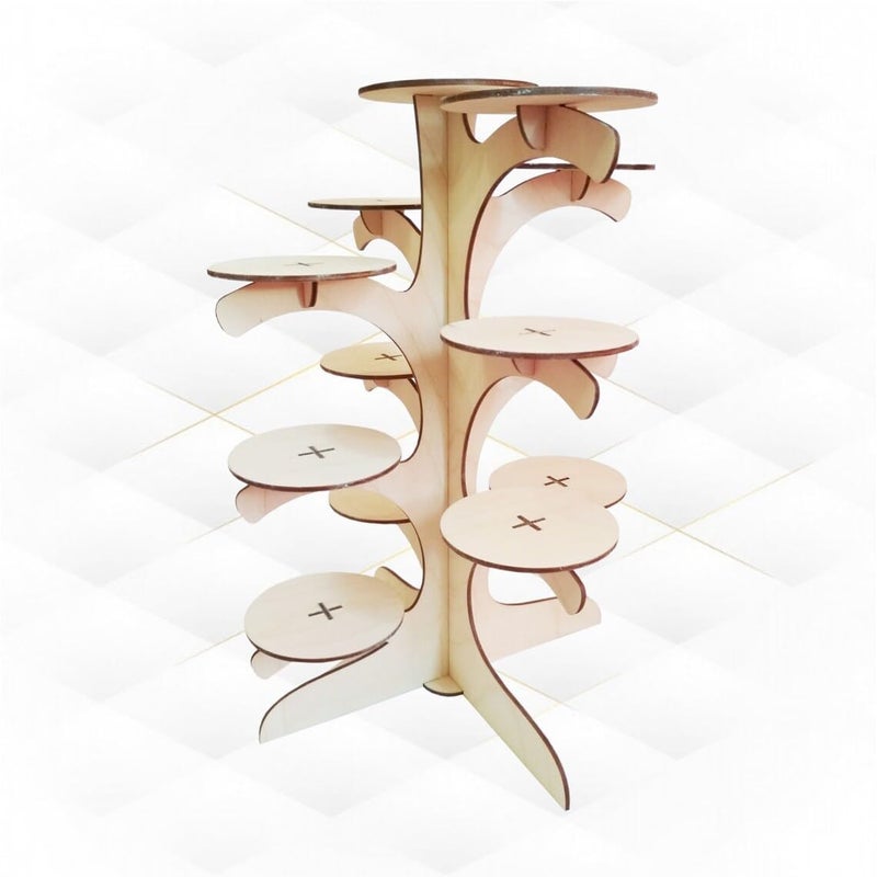 Haoser Wooden Cupcake Display Stand Plywood Cake Stand for Decoration, Dessert Table, DIY Craft Display & Event Decor ( 9.9 x 13.8 Inch) - Image 4