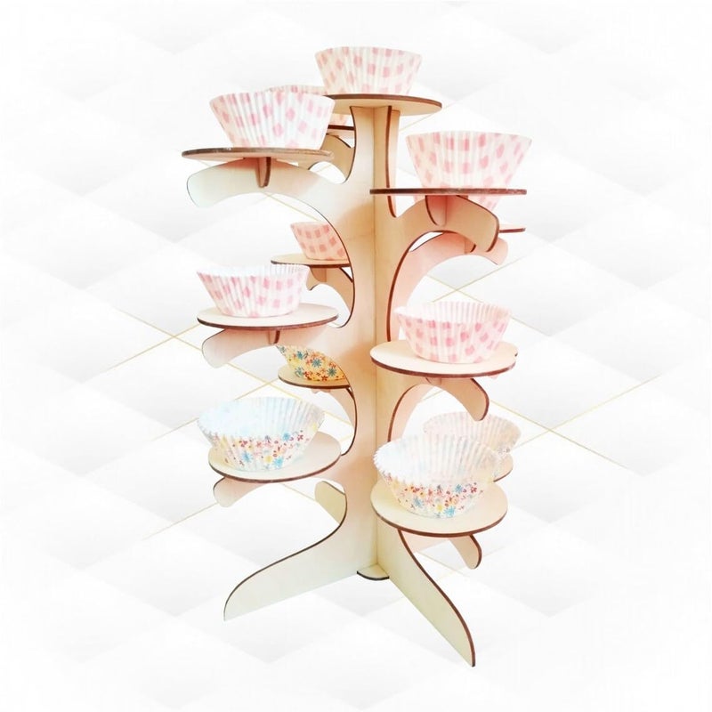 Haoser Wooden Cupcake Display Stand Plywood Cake Stand for Decoration, Dessert Table, DIY Craft Display & Event Decor ( 9.9 x 13.8 Inch) - Image 1