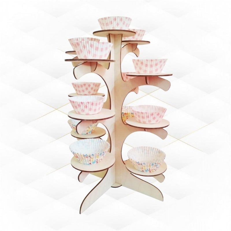 Haoser Wooden Cupcake Display Stand Plywood Cake Stand for Decoration, Dessert Table, DIY Craft Display & Event Decor ( 9.9 x 13.8 Inch) - Image 5