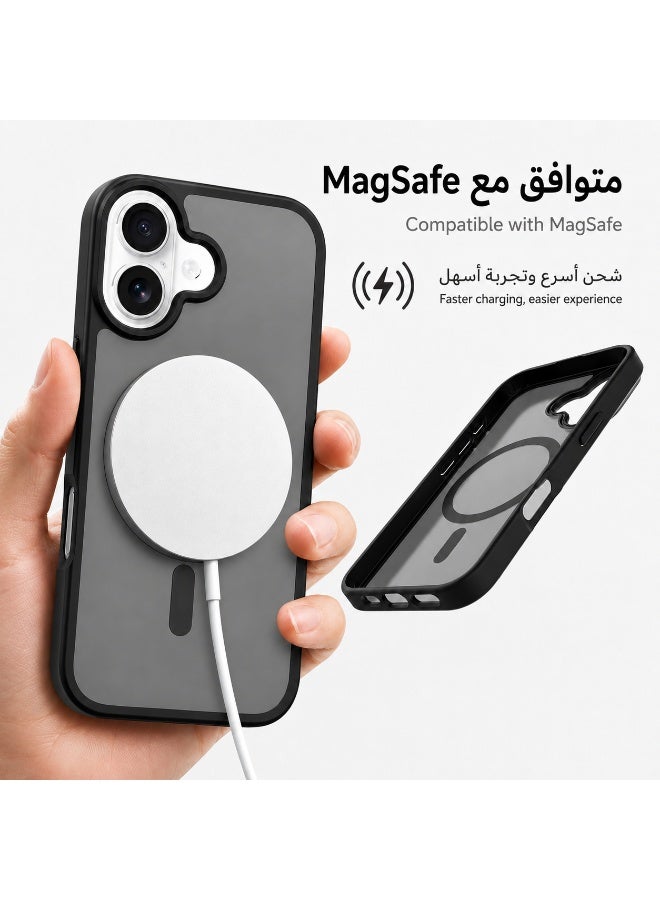 ORYXA iPhone 17 Case, 2 IN 1 Magnetic Phone Cover + Screen Protector, For iPhone 17, Compatible with MagSafe, Translucent Matte Shockproof Cover, Slim Full Protection, Black - Image 5