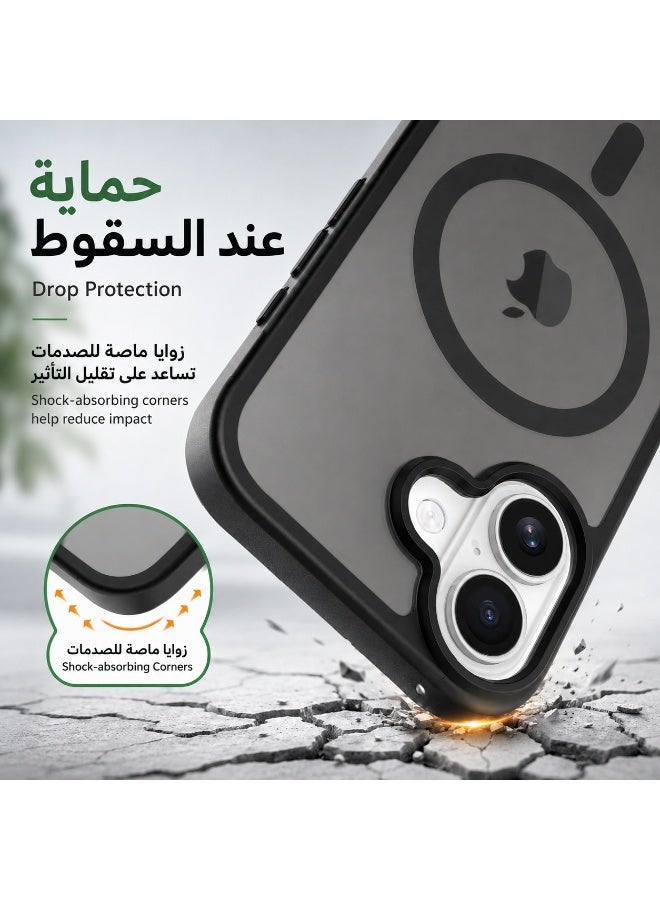 ORYXA iPhone 17 Case, 2 IN 1 Magnetic Phone Cover + Screen Protector, For iPhone 17, Compatible with MagSafe, Translucent Matte Shockproof Cover, Slim Full Protection, Black - Image 4