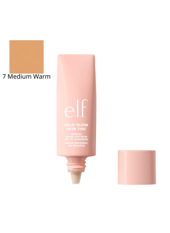 elf Halo Glow Skin Tint SPF 50, Tinted Moisturizer For Light, Creates A Natural Glow, 7 Medium Warm - Image 1