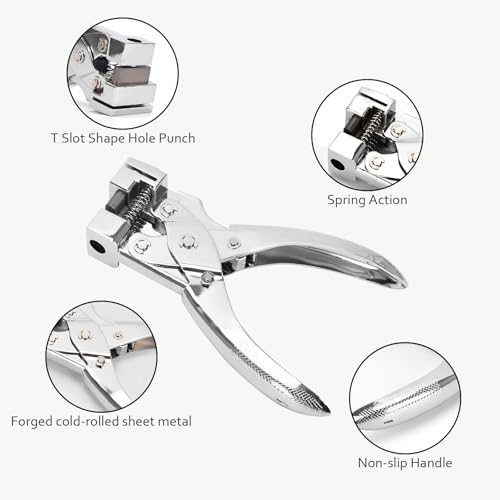 LYHLYA T-Slot Hole Punch Heavy Duty - Handheld Punch for ID Cards, Plastic, Cardstock, Cardboard & PVC - Sharp Visible Blade Edge, Durable Zinc Alloy Construction, Easy Spring Action for Fast, Clean Holes - Image 3