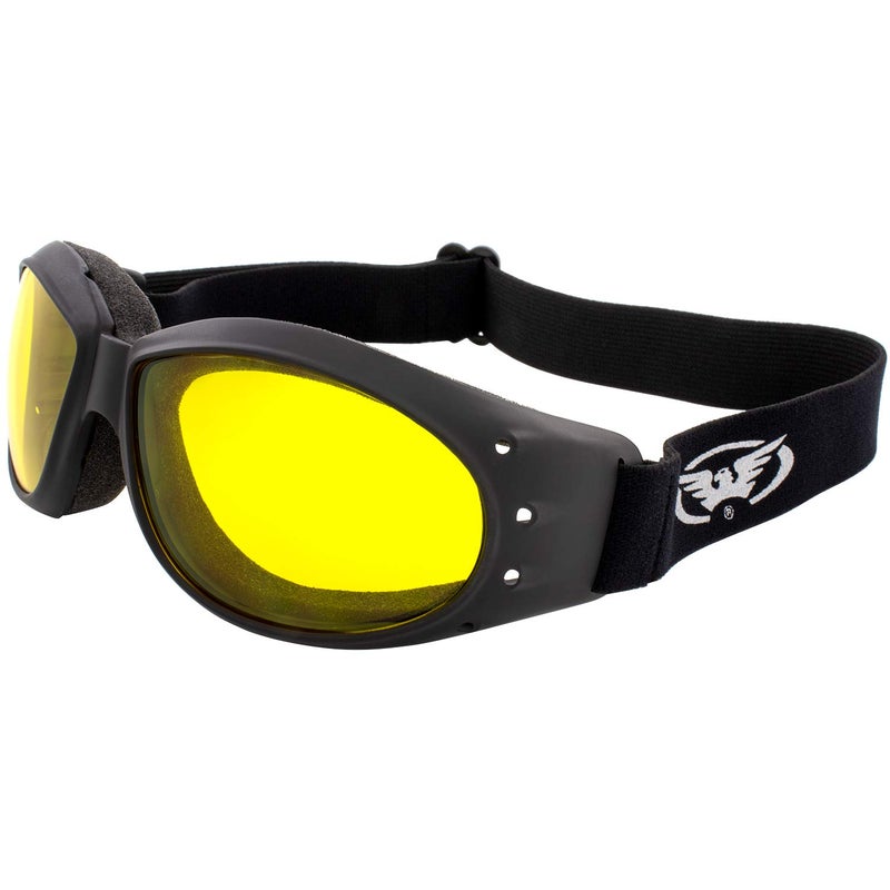 Global Vision Eliminator Dirt Bike Padded Motorcycle Riding Goggles for Men and Women Black FrameSmoke Lens Black FrameYellow Lens