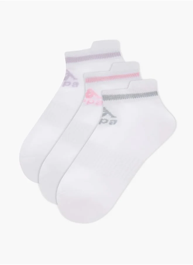 Kappa Logo Print Ankle Length Socks - Set of 3