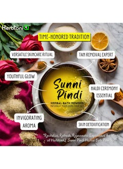 Herbtoniq Sunni Pindi Herbal Bath Powder 500G Ubtan Body Scrub Face Pack Mask For Tan Removal Haldi Ceremony Skin Beauty Nalangu Maavu Ubtan Ayurvedic Enriching Herbs Sunnipindi Powder  - Image 3
