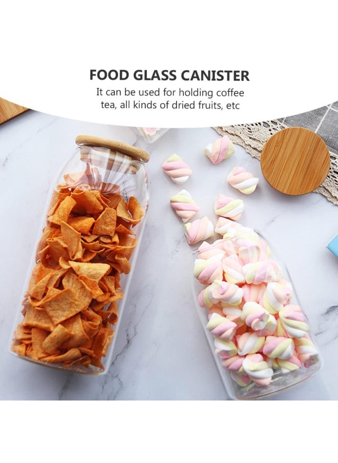 BLACKSTONE - Set of 3 Glass Storage Jars 1000ml Capacity Each Airtight Wooden Lids with Leakproof Silicone Ring - Image 1