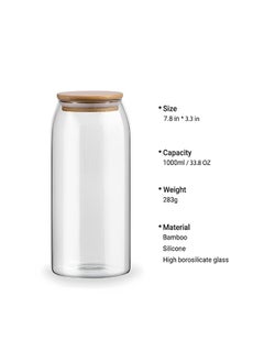BLACKSTONE Set of 3 Glass Storage Jars 1000ml Capacity Each Airtight Wooden Lids with Leakproof Silicone Ring  - Image 3