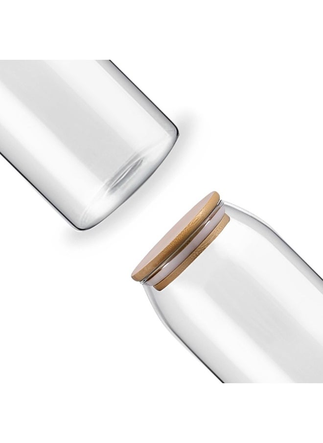 BLACKSTONE - Set of 3 Glass Storage Jars 1000ml Capacity Each Airtight Wooden Lids with Leakproof Silicone Ring - Image 1