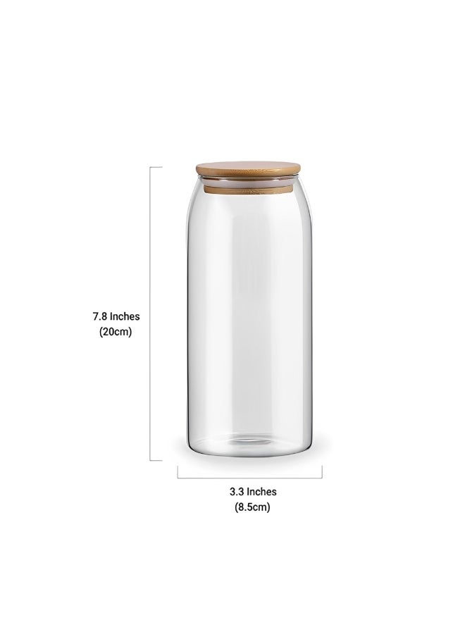 BLACKSTONE - Set of 3 Glass Storage Jars 1000ml Capacity Each Airtight Wooden Lids with Leakproof Silicone Ring - Image 1
