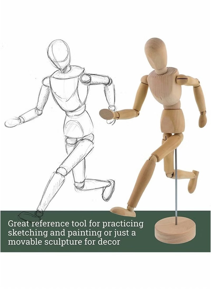 GMORO Wood 8" Male, Artist Drawing Manikin Articulated Mannequin with Base and Flexible Body, Draw Painting Model Mannequin Jointed Doll, Perfect for Drawing The Human Figure or Home Desktop Decoration - Image 5