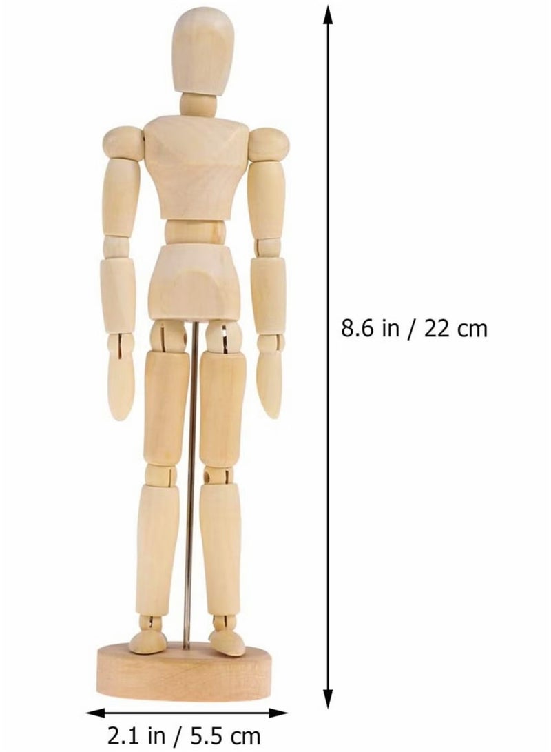 GMORO Wood 8" Male, Artist Drawing Manikin Articulated Mannequin with Base and Flexible Body, Draw Painting Model Mannequin Jointed Doll, Perfect for Drawing The Human Figure or Home Desktop Decoration - Image 4