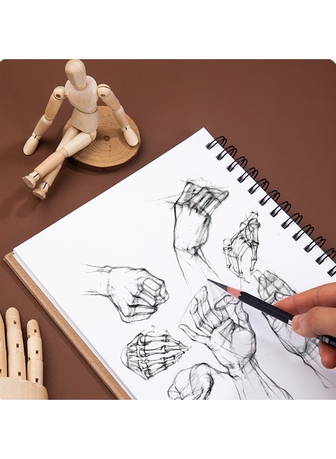 GMORO Wood 8" Male, Artist Drawing Manikin Articulated Mannequin with Base and Flexible Body, Draw Painting Model Mannequin Jointed Doll, Perfect for Drawing The Human Figure or Home Desktop Decoration - Image 2