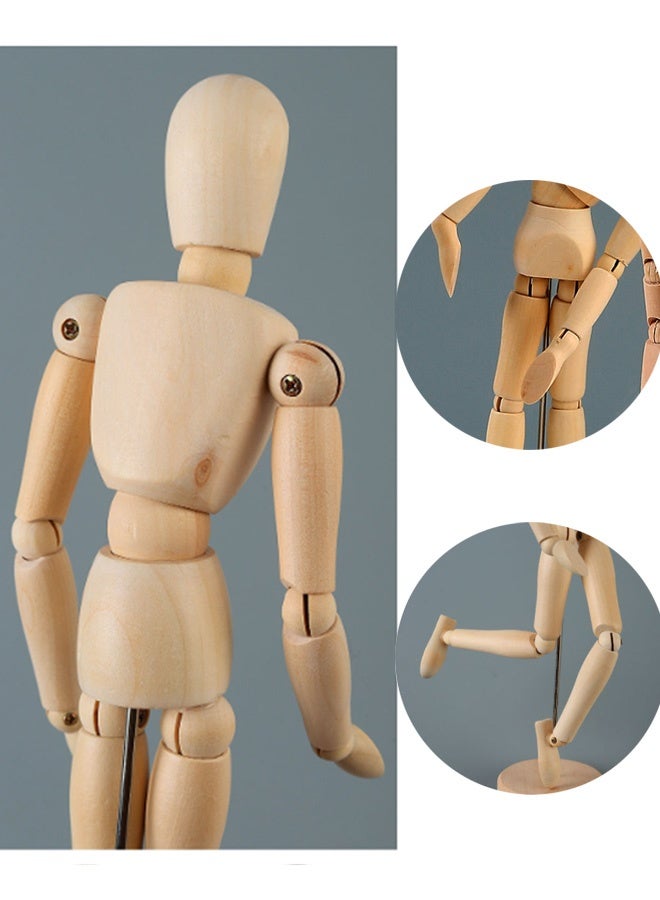 GMORO Wood 8" Male, Artist Drawing Manikin Articulated Mannequin with Base and Flexible Body, Draw Painting Model Mannequin Jointed Doll, Perfect for Drawing The Human Figure or Home Desktop Decoration - Image 3