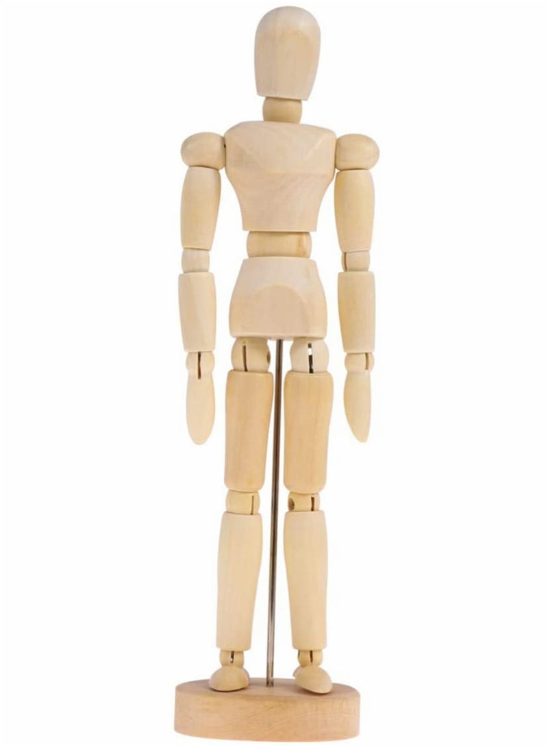 GMORO Wood 8" Male, Artist Drawing Manikin Articulated Mannequin with Base and Flexible Body, Draw Painting Model Mannequin Jointed Doll, Perfect for Drawing The Human Figure or Home Desktop Decoration - Image 1