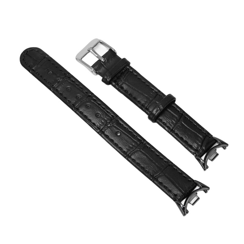 Breathable Flexible Comfortable Fashionable PU Leather Strap for Mi Band 8 Men Women Gift Black Bamboo Pattern - Image 4