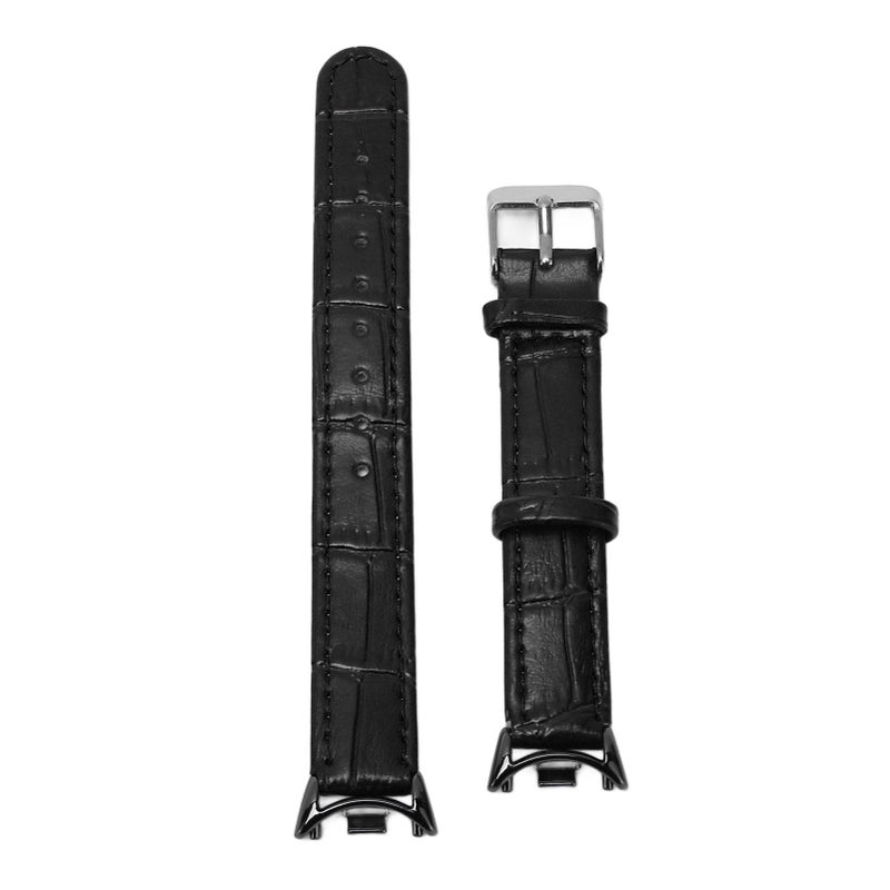 Breathable Flexible Comfortable Fashionable PU Leather Strap for Mi Band 8 Men Women Gift Black Bamboo Pattern - Image 5