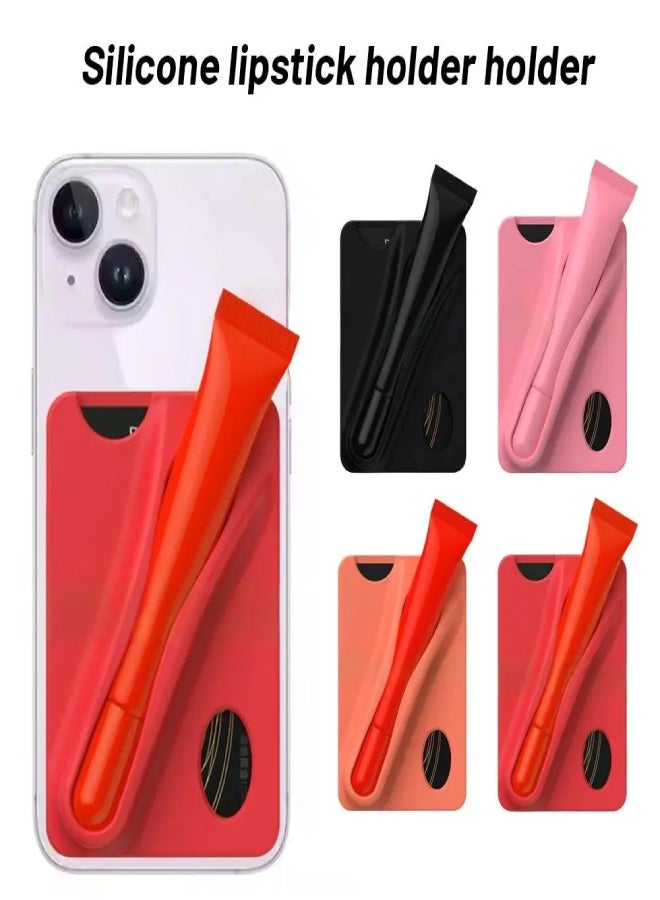 AROAQ Universal Silicone Lipstick Clip Card Holder for Phone Case – Anti-Fall Lip Gloss & Card Pocket with Kickstand | Compatible with Samsung, iPhone, Redmi, OnePlus, Pixel , Orange - Image 3