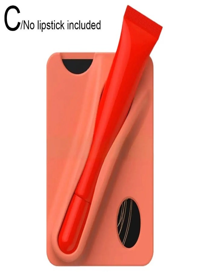 AROAQ Universal Silicone Lipstick Clip Card Holder for Phone Case – Anti-Fall Lip Gloss & Card Pocket with Kickstand | Compatible with Samsung, iPhone, Redmi, OnePlus, Pixel , Orange - Image 1