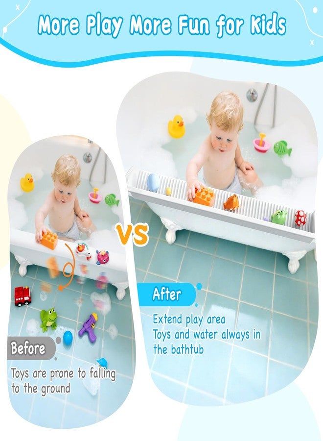 NFETLLD 3 Ft Bathtub Splash Guard for Tub Kids, Bath Tub Toy Holder Storage Play Shelf, Longer Silicone Water Splash Guard for Bathtub with Strong Suction Cups, No Mess Water Spill in Bathroom, White - Image 4