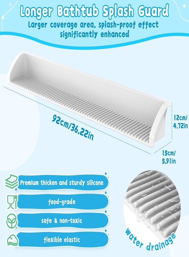 NFETLLD 3 Ft Bathtub Splash Guard for Tub Kids, Bath Tub Toy Holder Storage Play Shelf, Longer Silicone Water Splash Guard for Bathtub with Strong Suction Cups, No Mess Water Spill in Bathroom, White - Image 2