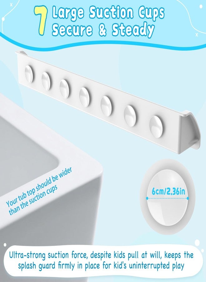 NFETLLD 3 Ft Bathtub Splash Guard for Tub Kids, Bath Tub Toy Holder Storage Play Shelf, Longer Silicone Water Splash Guard for Bathtub with Strong Suction Cups, No Mess Water Spill in Bathroom, White - Image 3