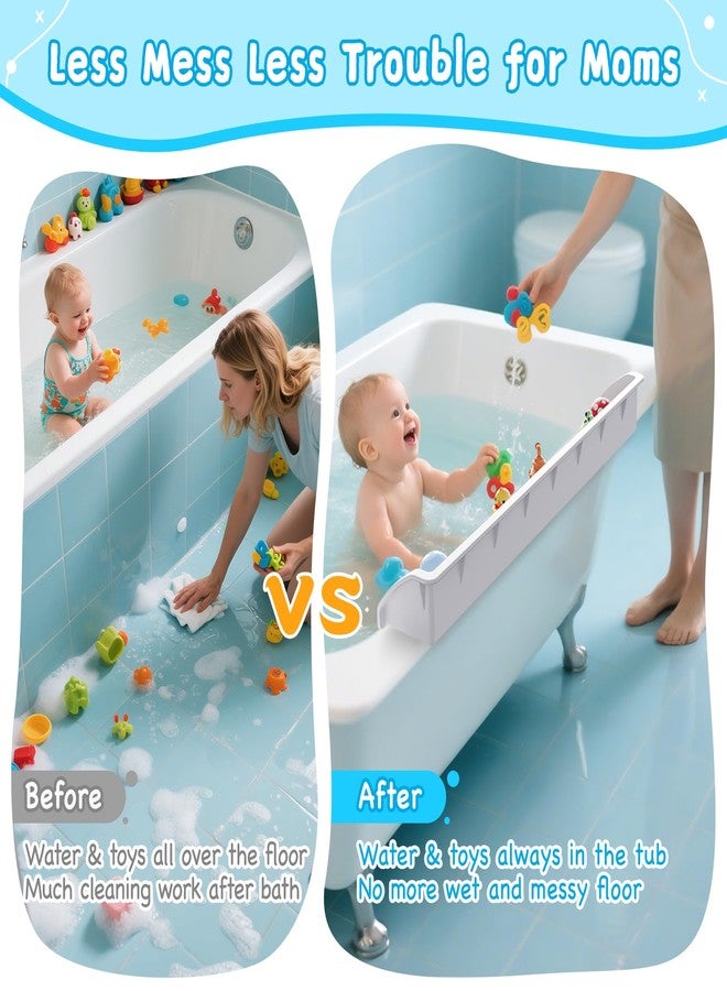 NFETLLD 3 Ft Bathtub Splash Guard for Tub Kids, Bath Tub Toy Holder Storage Play Shelf, Longer Silicone Water Splash Guard for Bathtub with Strong Suction Cups, No Mess Water Spill in Bathroom, White - Image 5