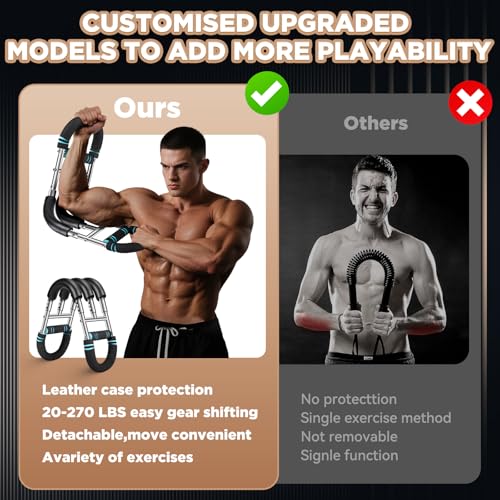 Laapee Twister Arm Trainer, 9-Level Adjustable 20-270lbs Chest Workout Equipment with Grip Strength Trainer, Arm Trainer for Men Women, Home Gym Arm Exerciser to Build Biceps, Chest & Grip Strength - Image 3