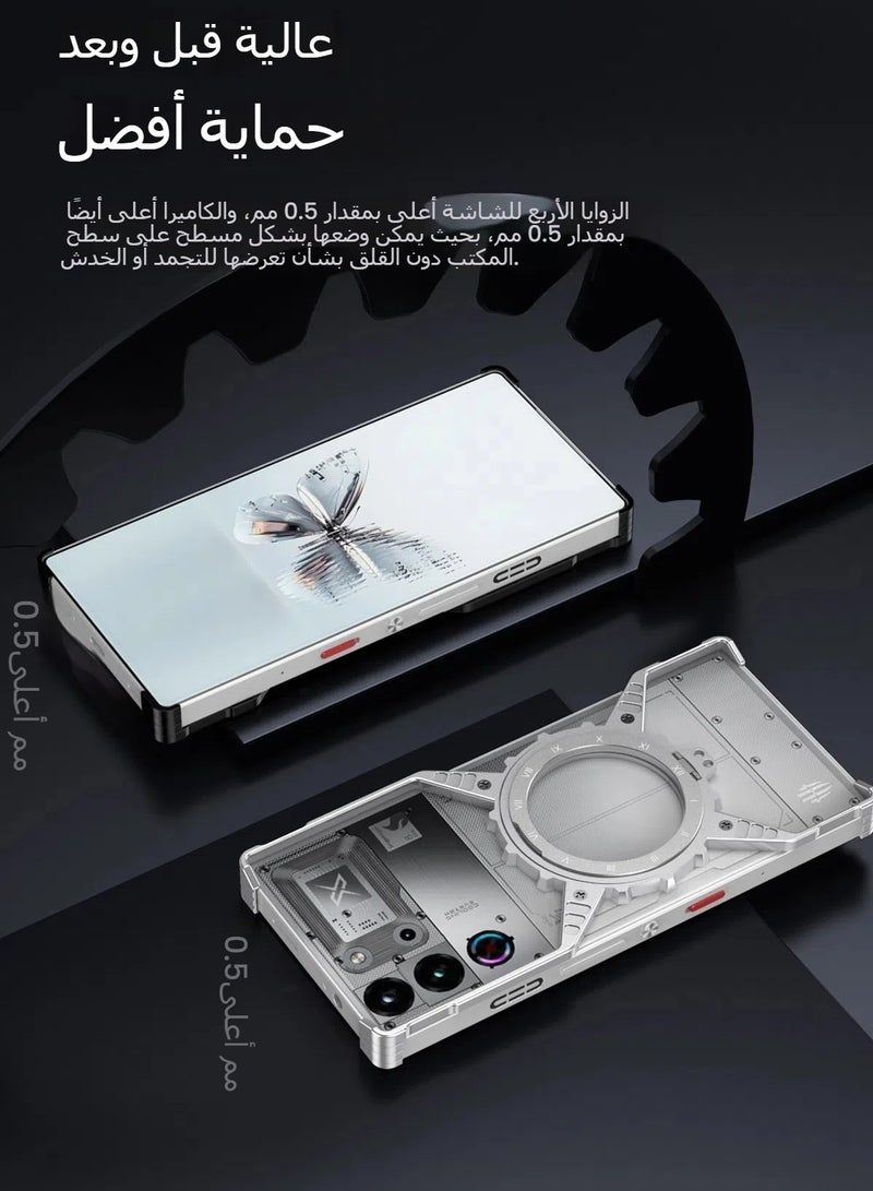 general The frameless case is compatible with ZTE Nubia Red Magic 10 Pro/Red Magic 10 Pro+/Red Magic 9PRO/9PRO+/Red Magic 9S PRO/9S PRO+, aluminum alloy mechanical gear metal frame phone case with 360° magnetic swivel stand - Image 2