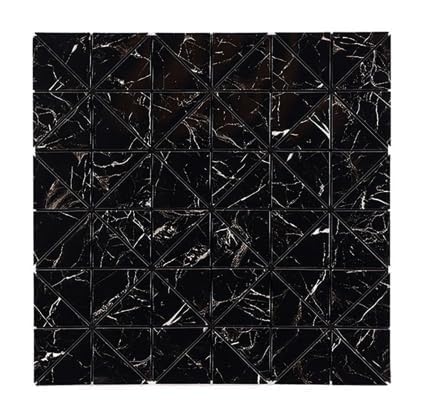 JILMAJ JILMAJ 12 x 12 Chex Foam Tiles Peel and Stick SelfAdhesive Waterproof PE Foam Tile Stickers Panels Designed Wall Panel 3D Check Pattern Stylish Marble Floor Tiles Black 2 PCS  - Image 1
