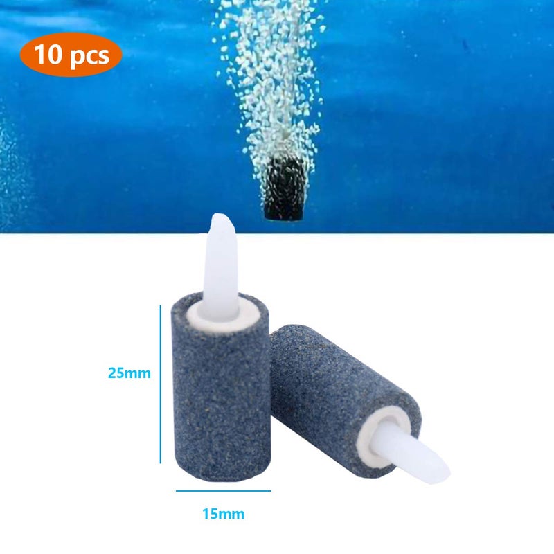 Meridian 10pcs 2.5cm Aquarium Air Stone Cylinder Bubble Diffuser for Fish Tank - Image 2