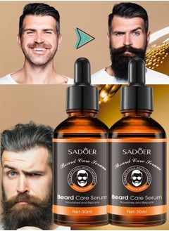 2Pcs Beard Care Serum For Men Natural Beard Serum For Beard Growth Repair and Nourishment Grooming Routine Hydrates Moisturizes Mens Facial Hair Beard Oil For Thicker Fuller Beard 2x30ml