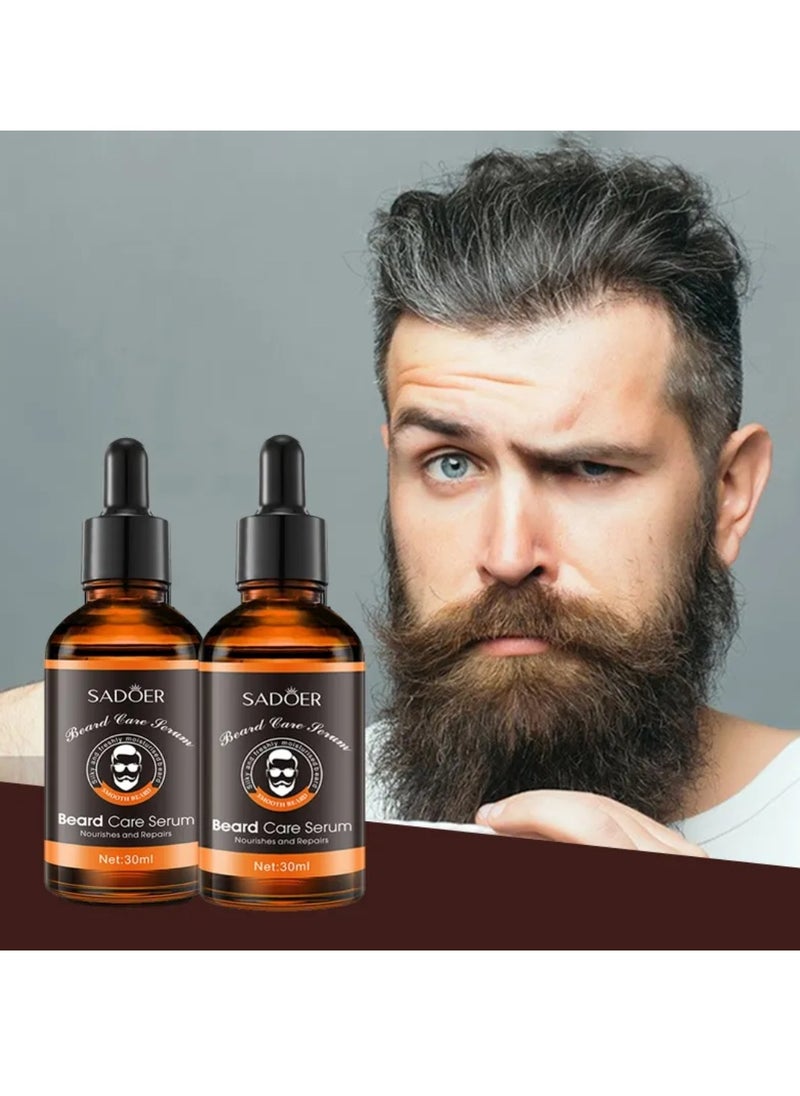 SADOER - 2Pcs Beard Care Serum For Men Natural Beard Serum For Beard Growth Repair and Nourishment Grooming Routine Hydrates Moisturizes Mens Facial Hair Beard Oil For Thicker Fuller Beard 2x30ml - Image 1