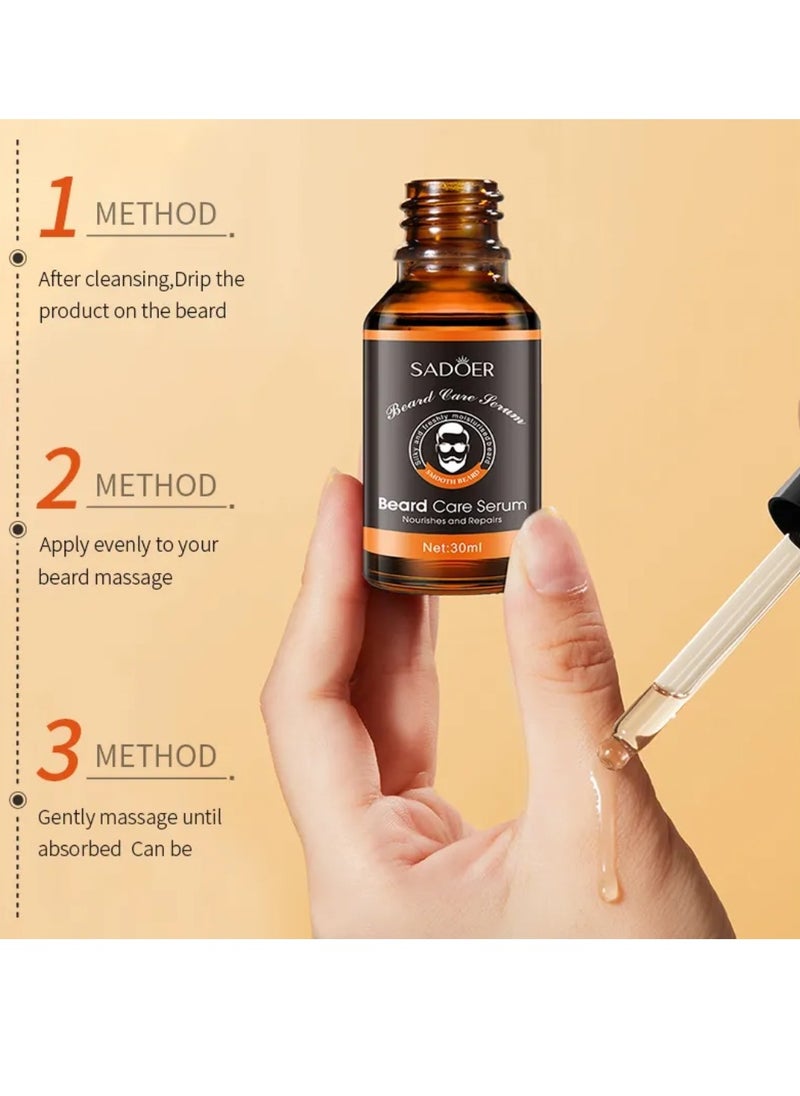 SADOER - 2Pcs Beard Care Serum For Men Natural Beard Serum For Beard Growth Repair and Nourishment Grooming Routine Hydrates Moisturizes Mens Facial Hair Beard Oil For Thicker Fuller Beard 2x30ml - Image 1