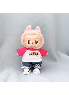 LABUBU 17cm Rabububu Plush Doll Clothes Hanging Pendant - Simple Sakura Set Keychain (Clothes Only) 