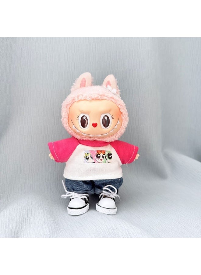 LABUBU - 17cm Rabububu Plush Doll Clothes Hanging Pendant - Simple Sakura Set Keychain (Clothes Only) - Image 1