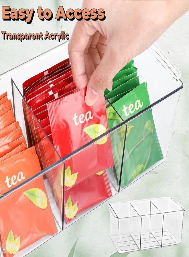 Tlence 4 Tier Tea Organizer for Tea Bags, 15.5"Tea Bag Holder with Acrylic Drawer, Tea Storage Station for Countertop, Bamboo Tea Rack for Sugar Packets, Sweeteners, Creamers for Kitchen Pantry - Image 4