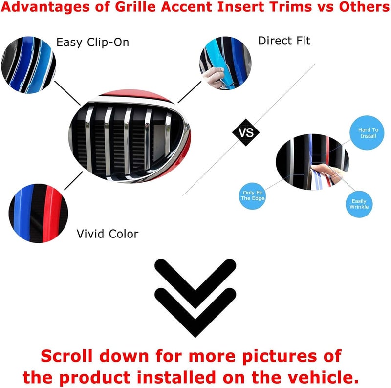 iJDMTOY Exact Fit Iconic 3-Color Grille Insert Trims Compatible with BMW 2004-2010 E60 5 Series 525i 528i 530i 535i 540i 545i 550i Front Center Kidney Grilles (11 Beams) Elegant practical design - Image 2