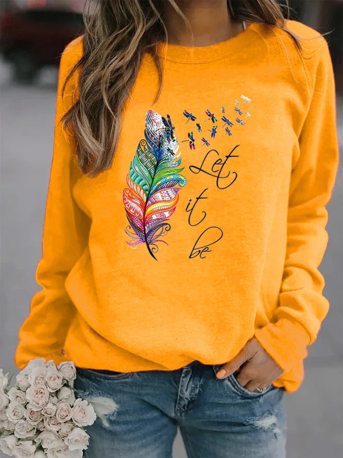 Womens Animal Print Round Neck Sweatshirt Yellow without cap