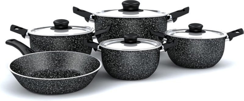 Granite 9 Piece Cookware Set (Black)