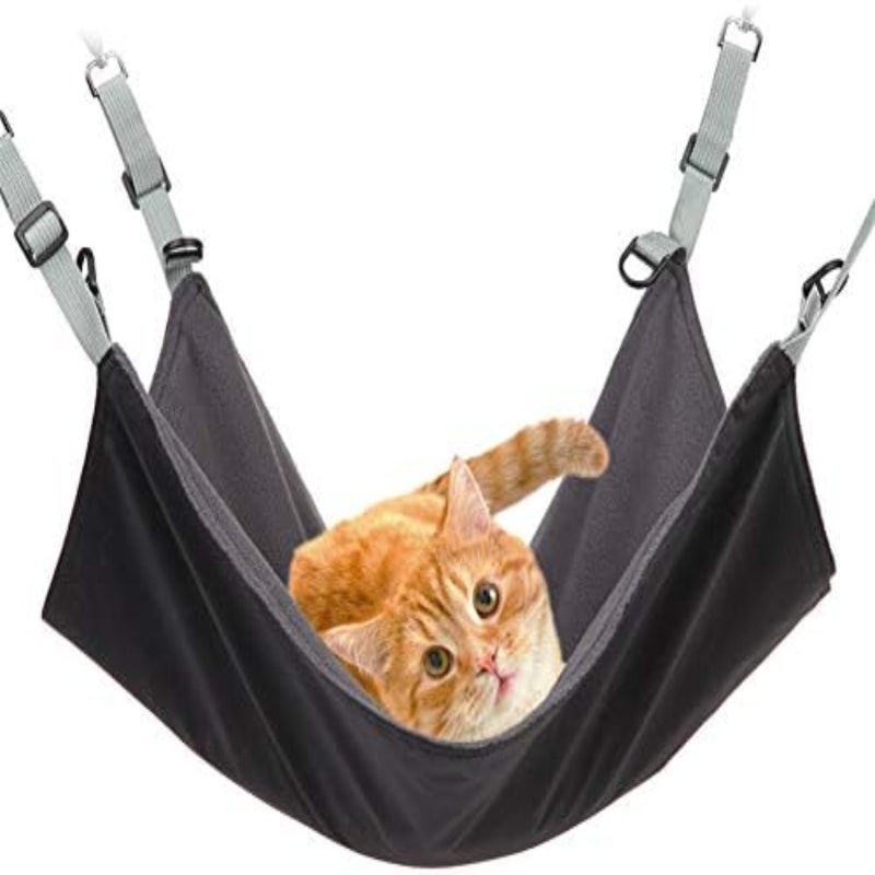 RivenAn Hamaca colgante para gatos, hamaca para mascotas, cama ajustable para gatos, dos lados, cómoda, impermeable, almohadilla de descanso para gatos, perros pequeños, conejos u otros animales pequeños (negro) (Negro) - Image 2