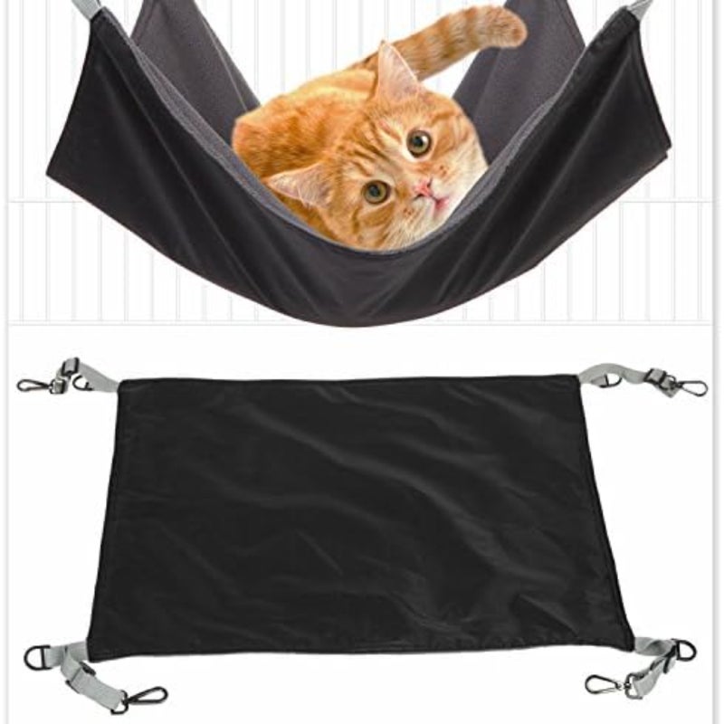 RivenAn Hamaca colgante para gatos, hamaca para mascotas, cama ajustable para gatos, dos lados, cómoda, impermeable, almohadilla de descanso para gatos, perros pequeños, conejos u otros animales pequeños (negro) (Negro) - Image 3