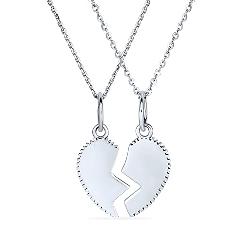 Bling Jewelry 2 PCS Best Friend Aunt Niece Split Broken Puzzle Heart Break Apart Pendant Necklace For Women For Teen Sterling Silver - Image 2
