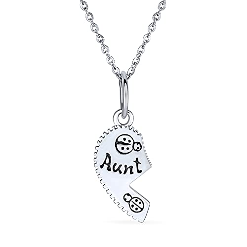 Bling Jewelry 2 PCS Best Friend Aunt Niece Split Broken Puzzle Heart Break Apart Pendant Necklace For Women For Teen Sterling Silver - Image 3