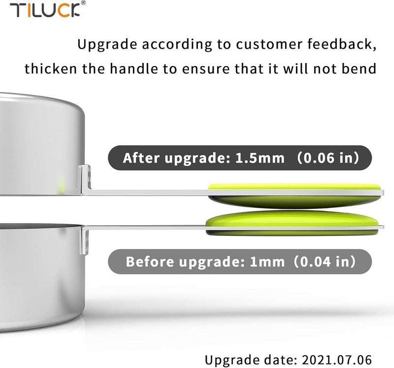 TILUCK measuring cups and magnetic measuring spoons set, stainless steel measuring cups, 6 double-sided stainless steel measuring spoons & 1 leveler (12) - Image 5
