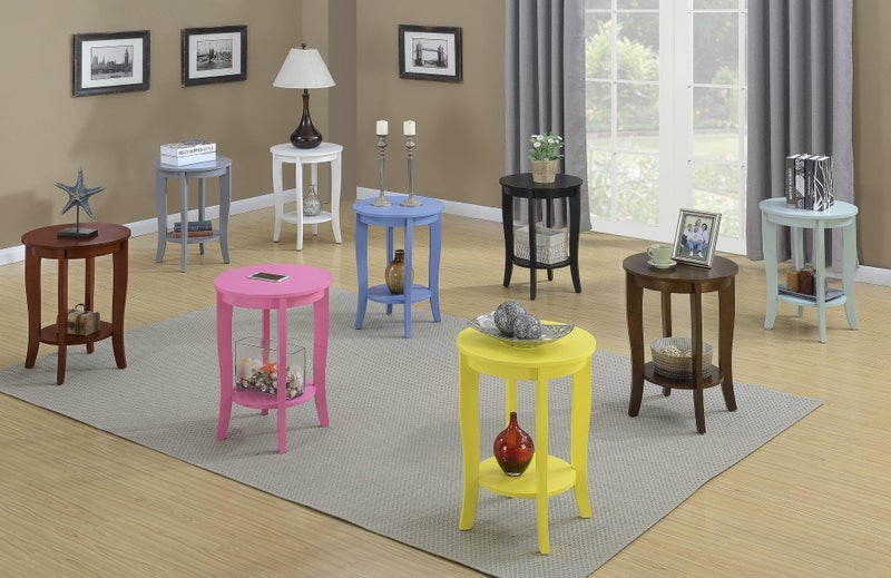 Convenience Concepts American Heritage Round End Table with Shelf, Sea Foam - Image 4