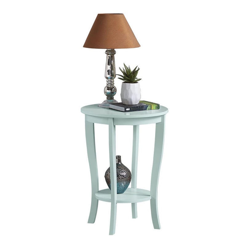 Convenience Concepts American Heritage Round End Table with Shelf, Sea Foam - Image 3
