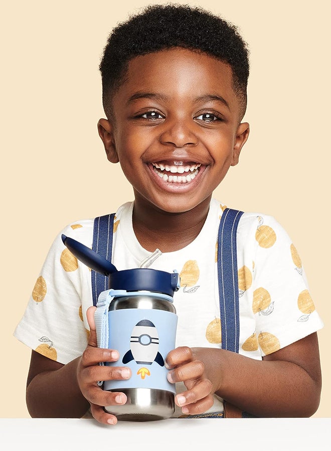 Skip Hop Toddler Sippy Cup With Straw, Sparks Stainless Steel Straw Bottle, Robot - Image 4