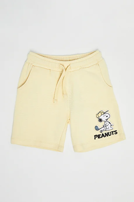 R&b Peanuts Embroidered Shorts with Drawstring Waist