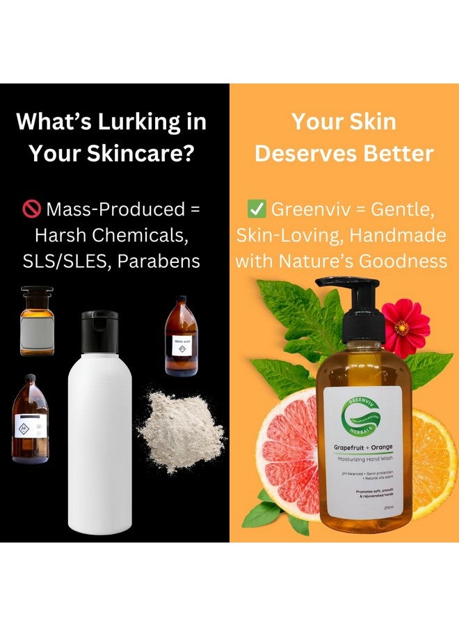Greenviv Natural Handwash Liquid Grapefruit & Orange, 270ML, Anti Bacterial Moisturizing Hand Wash - Image 3
